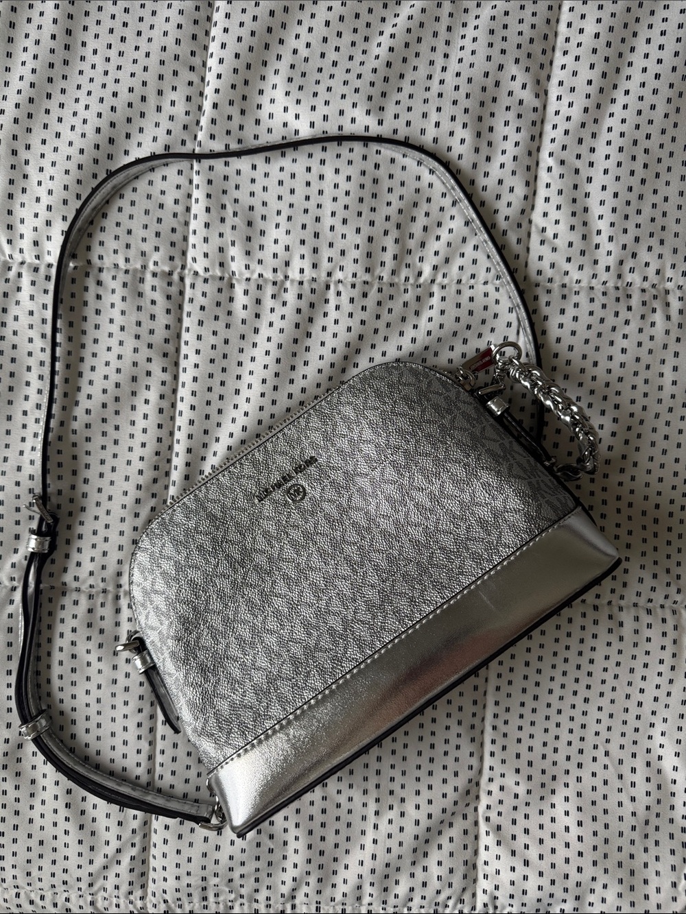 Michael Kors Metallic Silver Logo Crossbody